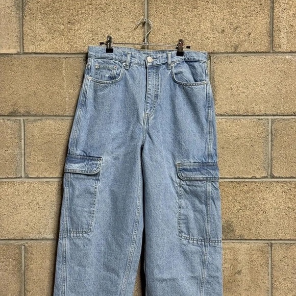 Denim - Light Wash Denim Cargo Jeans